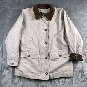 Colebrook & Co Jacket Womens M Tan Barn Chore Coat Corduroy Collar Plaid Liner
